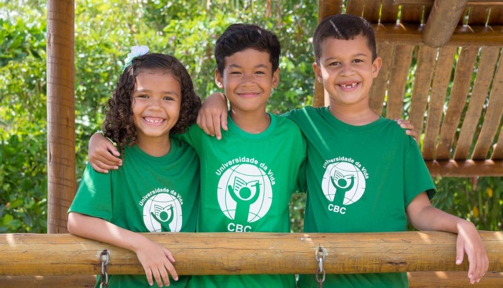 three children on playground