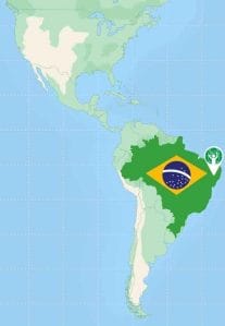 map of Americas with Brazil outlined