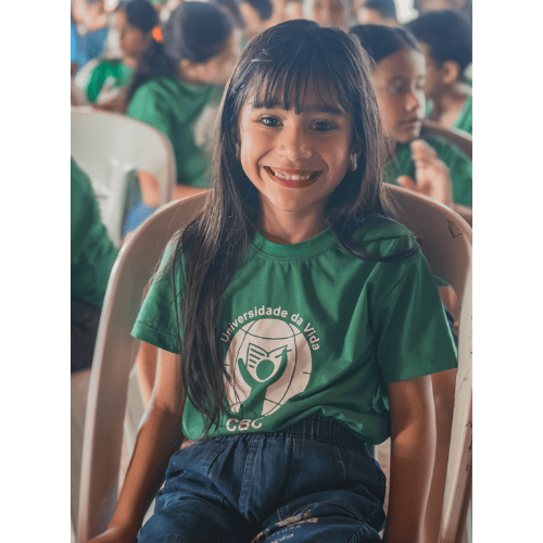 Child with logo on shirt