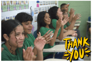 Thank you words over children in Classroon